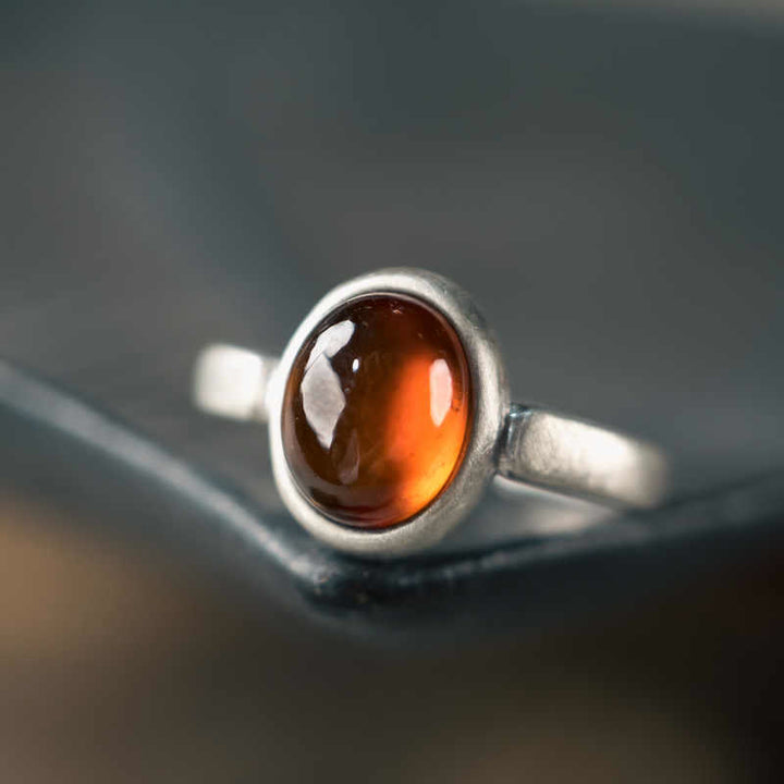 Anello regolabile con granato naturale in argento sterling 925 Buddha Stones , con effetto calmante