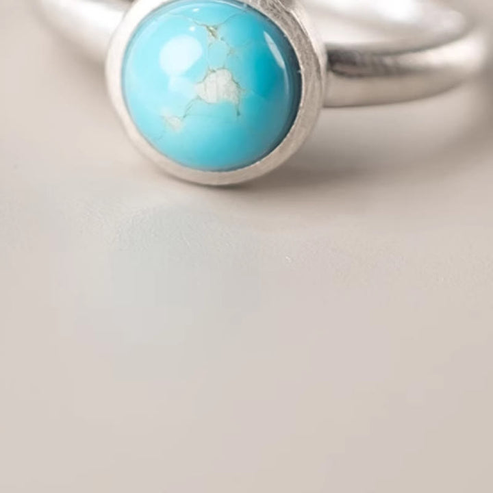 Anello regolabile con equilibrio in argento sterling 925 naturale con turchese e lazurite Buddha Stones