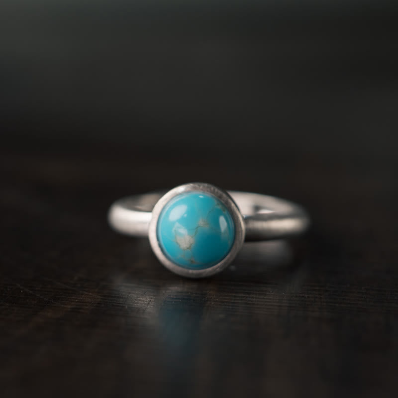 Anello regolabile con bilanciamento in argento sterling 925 naturale, lapislazzuli, turchese Buddha Stones - Stile B (circa 9*9 mm) - image 7