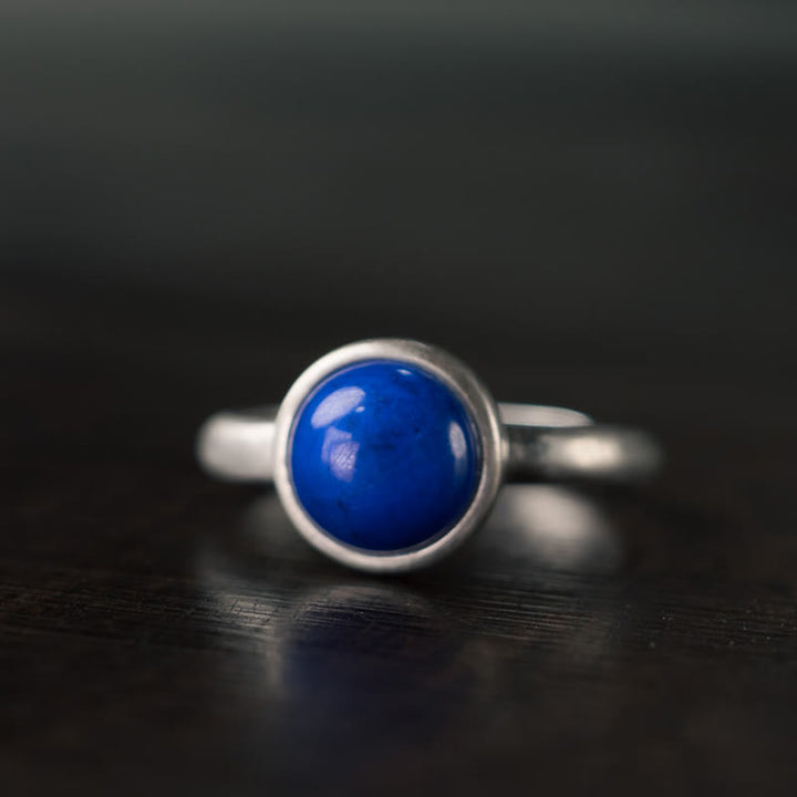 Anello regolabile con bilanciamento in argento sterling 925 naturale, lapislazzuli, turchese Buddha Stones - Stile A (circa 9*9 mm) - image 0