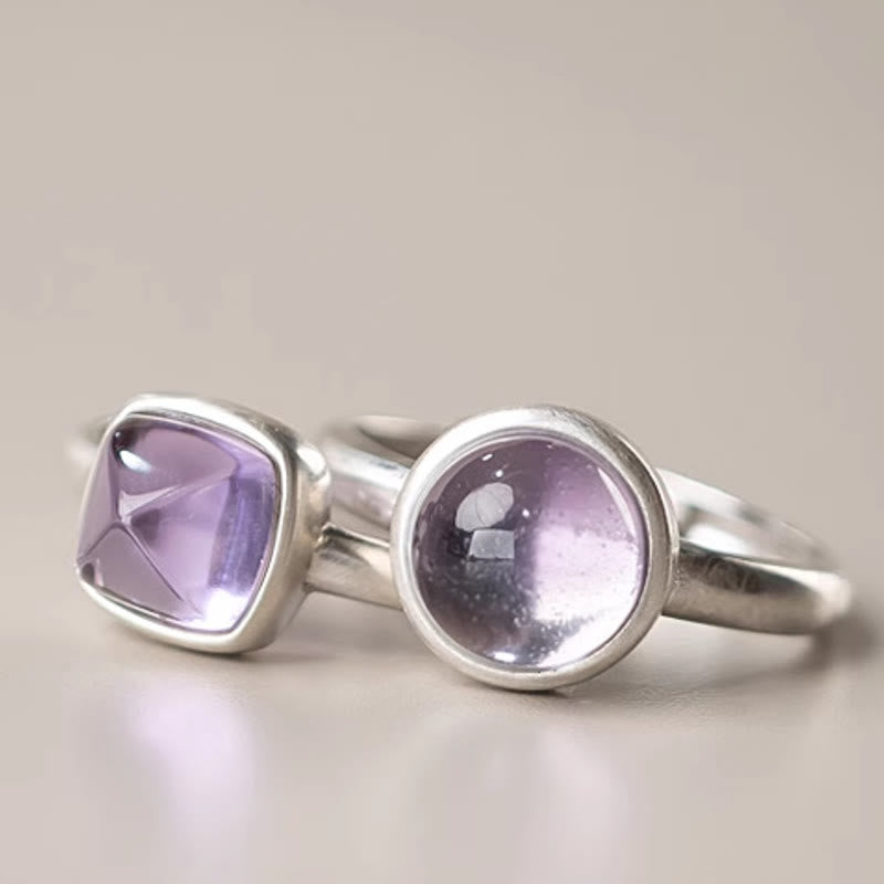 Anello regolabile con ametista naturale in argento sterling 925 Buddha Stones - image 13