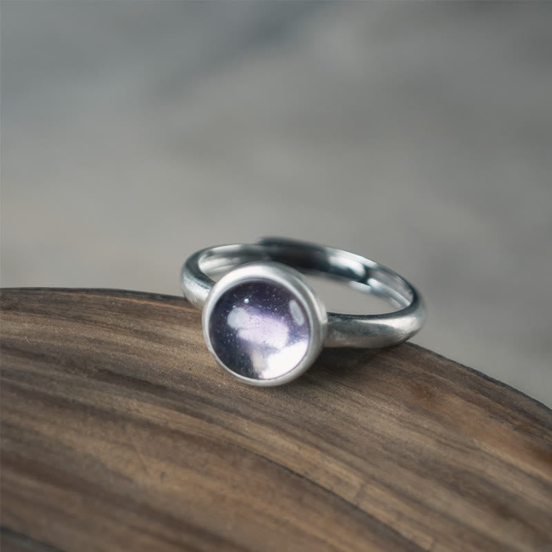 Anello regolabile con ametista naturale in argento sterling 925 Buddha Stones - image 1