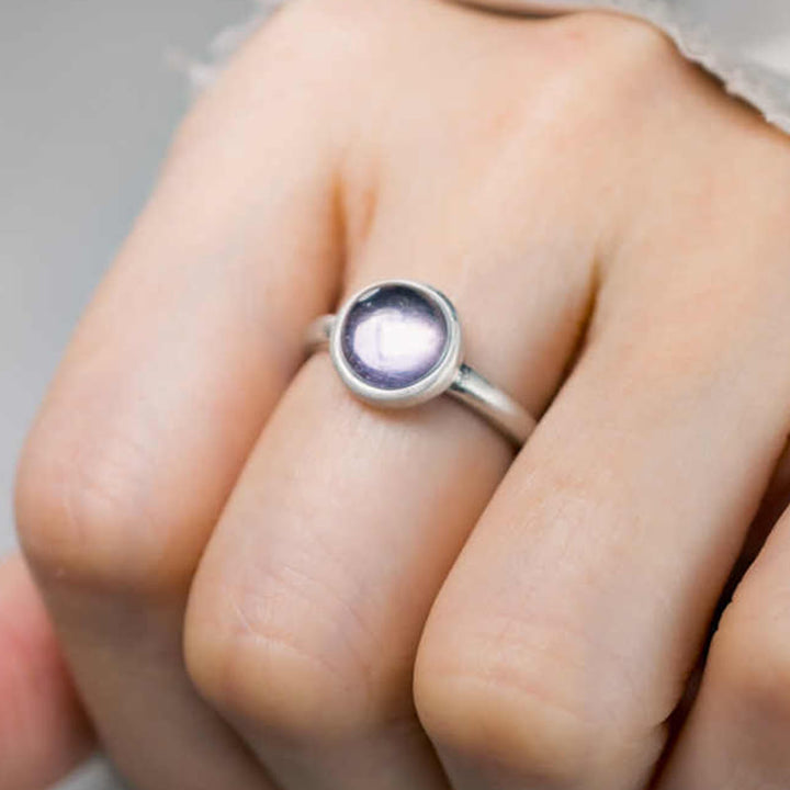 Anello regolabile con ametista naturale in argento sterling 925 Buddha Stones - image 5