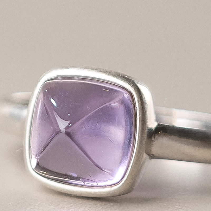 Anello regolabile con ametista naturale in argento sterling 925 Buddha Stones - image 11