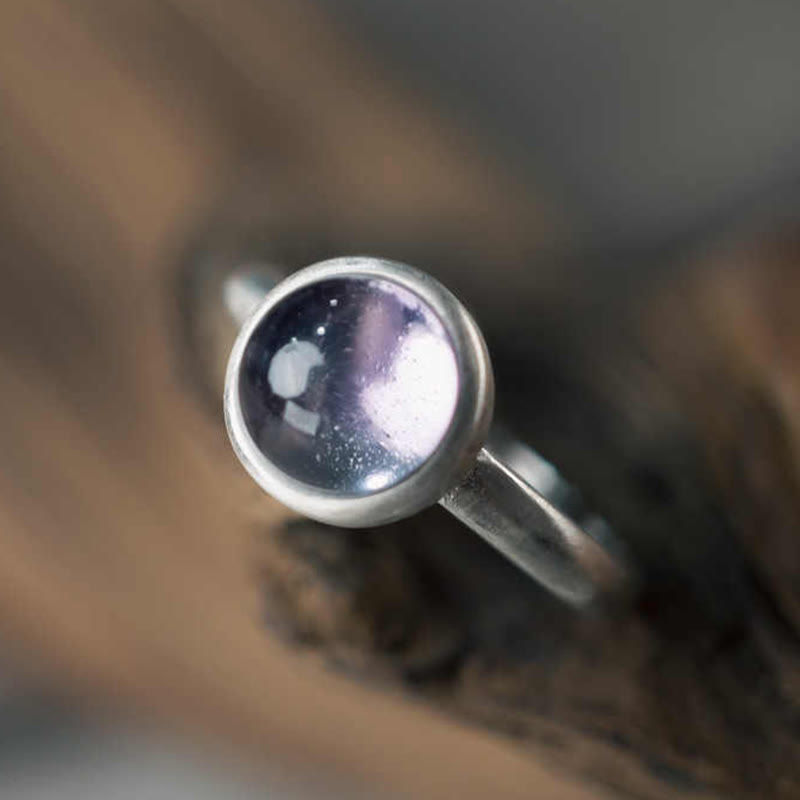 Anello regolabile con ametista naturale in argento sterling 925 Buddha Stones - image 4