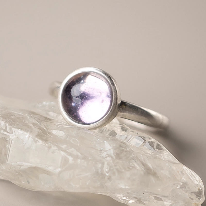 Anello regolabile con ametista naturale in argento sterling 925 Buddha Stones - image 2