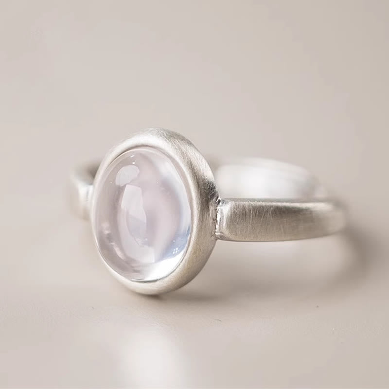 Anello regolabile con cristallo rosa in argento sterling 925 naturale Buddha Stones