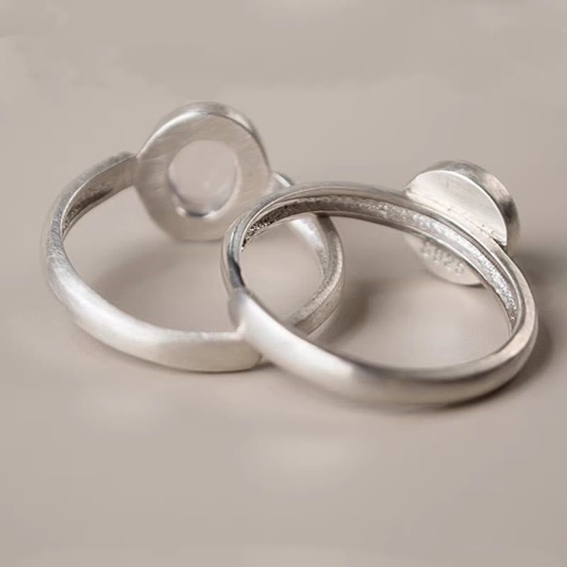 Anello regolabile con cristallo rosa in argento sterling 925 naturale Buddha Stones