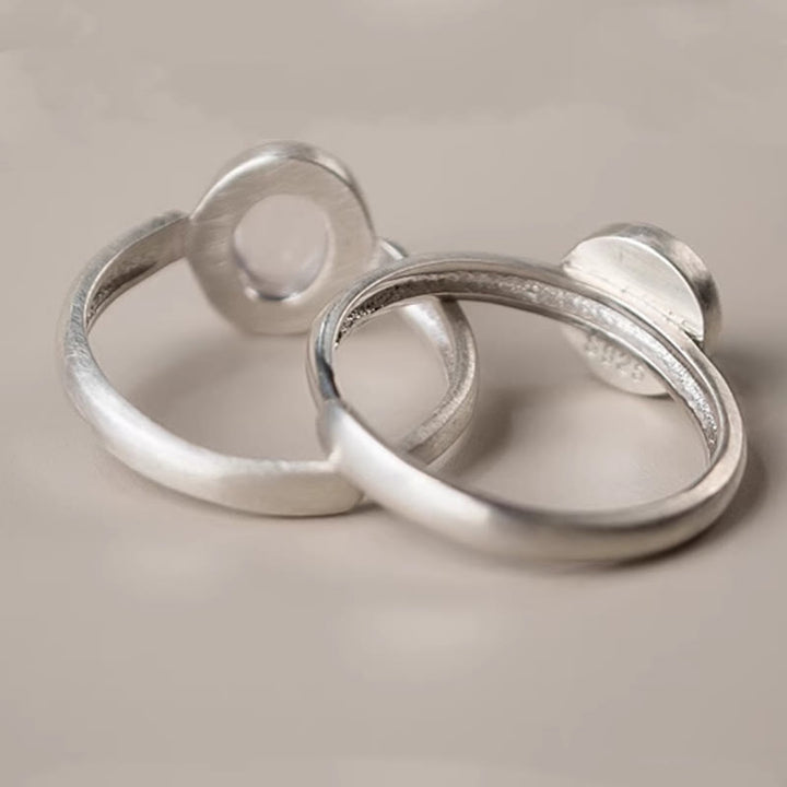 Anello regolabile con cristallo rosa in argento sterling 925 naturale Buddha Stones