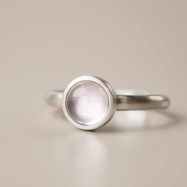 Anello regolabile con cristallo rosa in argento sterling 925 naturale Buddha Stones