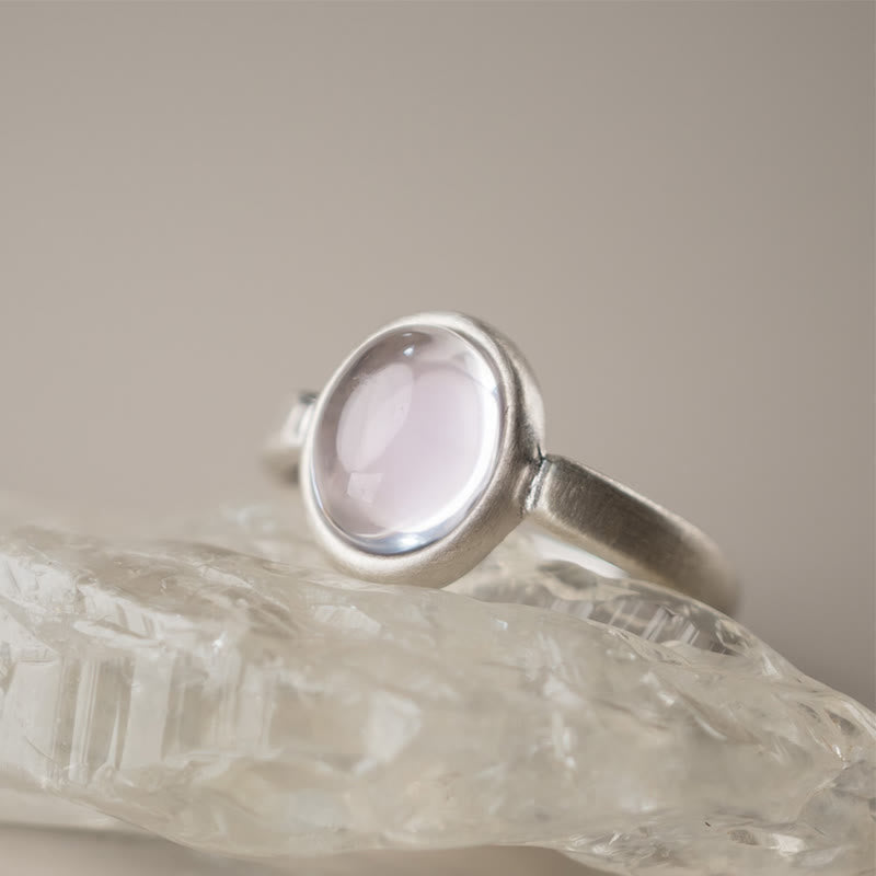 Anello regolabile con cristallo rosa in argento sterling 925 naturale Buddha Stones