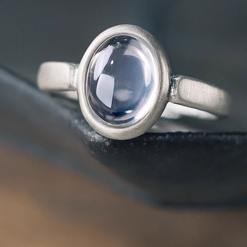 Anello regolabile con cristallo rosa in argento sterling 925 naturale Buddha Stones