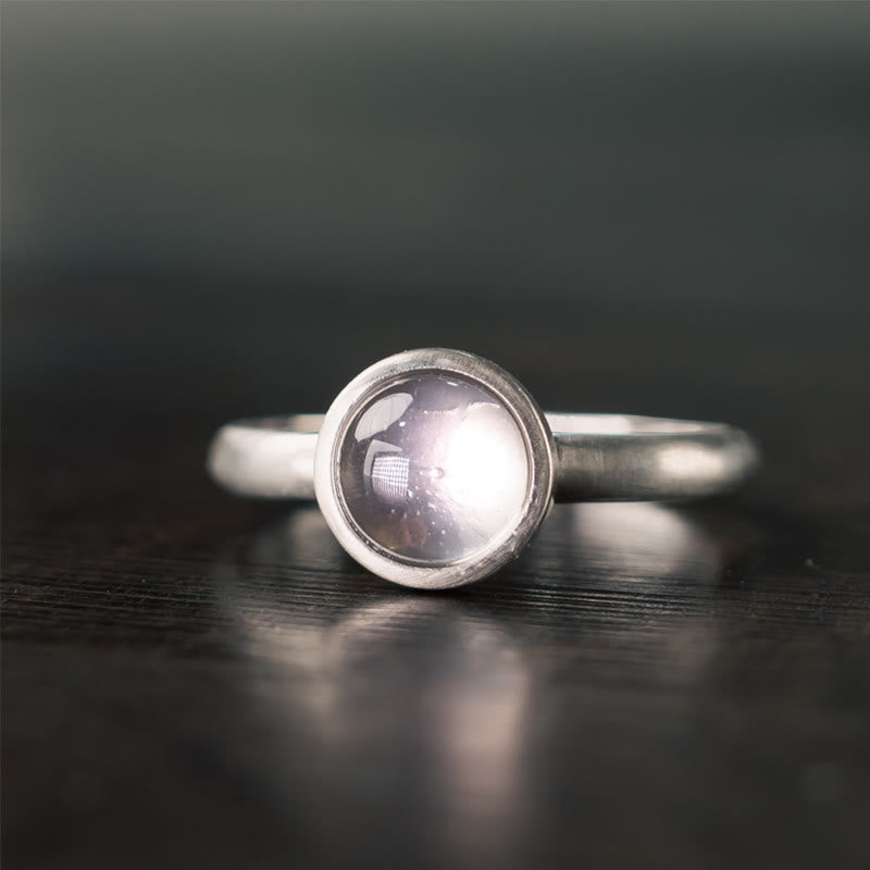 Anello regolabile con cristallo rosa in argento sterling 925 naturale Buddha Stones