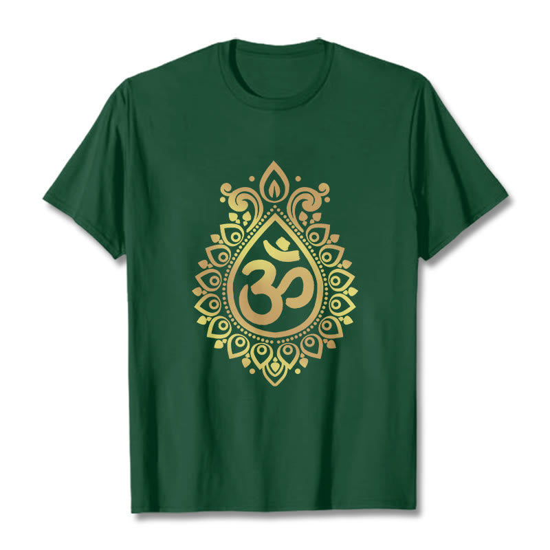 Maglietta con design OM e gocce d'acqua Buddha Stones - Verde foresta - 2XL - image 11