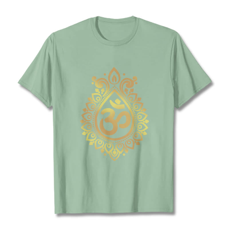 Maglietta con design OM e gocce d'acqua Buddha Stones - Verde pallido - 2XL - image 14