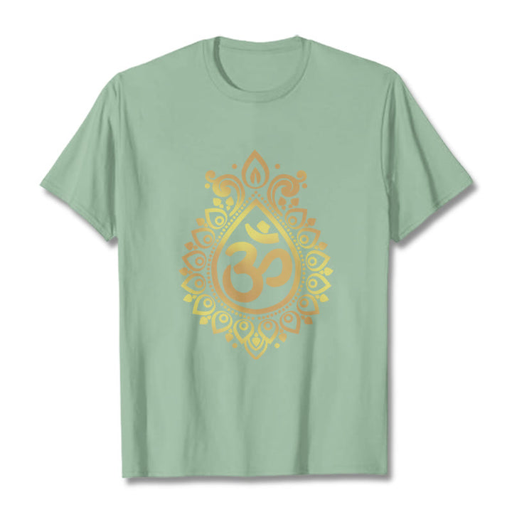 Maglietta con design OM e gocce d'acqua Buddha Stones - Verde pallido - 2XL - image 14