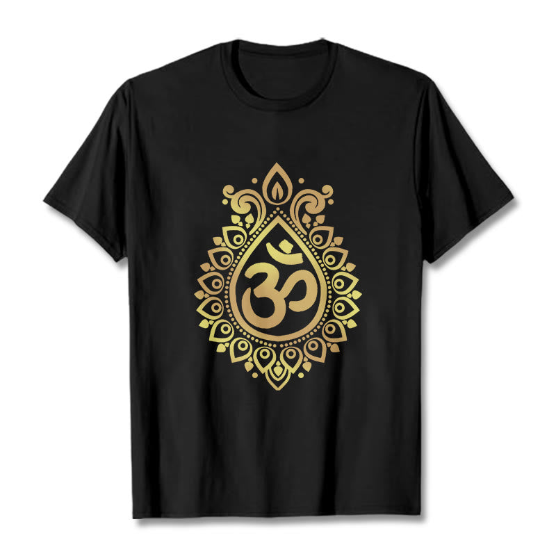 Maglietta con design OM e gocce d'acqua Buddha Stones - Nero - 2XL - image 0