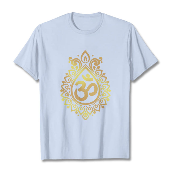 Maglietta con design OM e gocce d'acqua Buddha Stones - Ciano chiaro - 2XL - image 19
