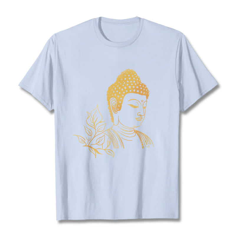 Maglietta Buddha Stones Golden Leaves Meditation Buddha Tee - Ciano chiaro - 2XL - image 19