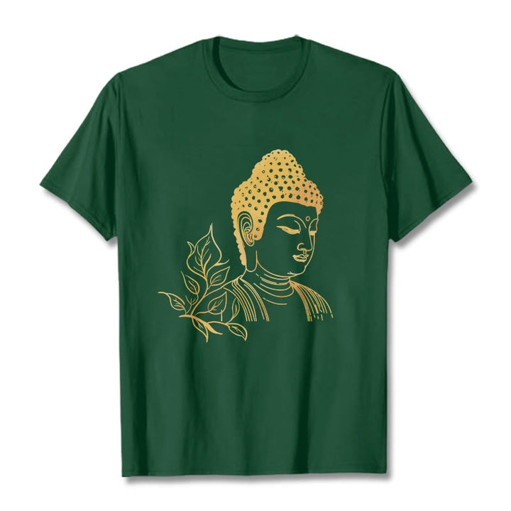 Maglietta Buddha Stones Golden Leaves Meditation Buddha Tee - Verde studentesco - 2XL - image 10