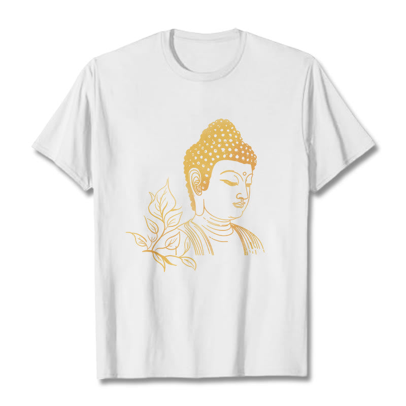 Maglietta Buddha Stones Golden Leaves Meditation Buddha Tee - Bianco - 2XL - image 5