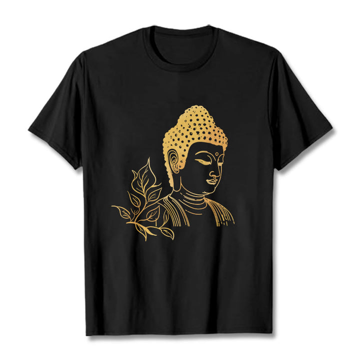 Maglietta Buddha Stones Golden Leaves Meditation Buddha Tee - Nero - 2XL - image 0