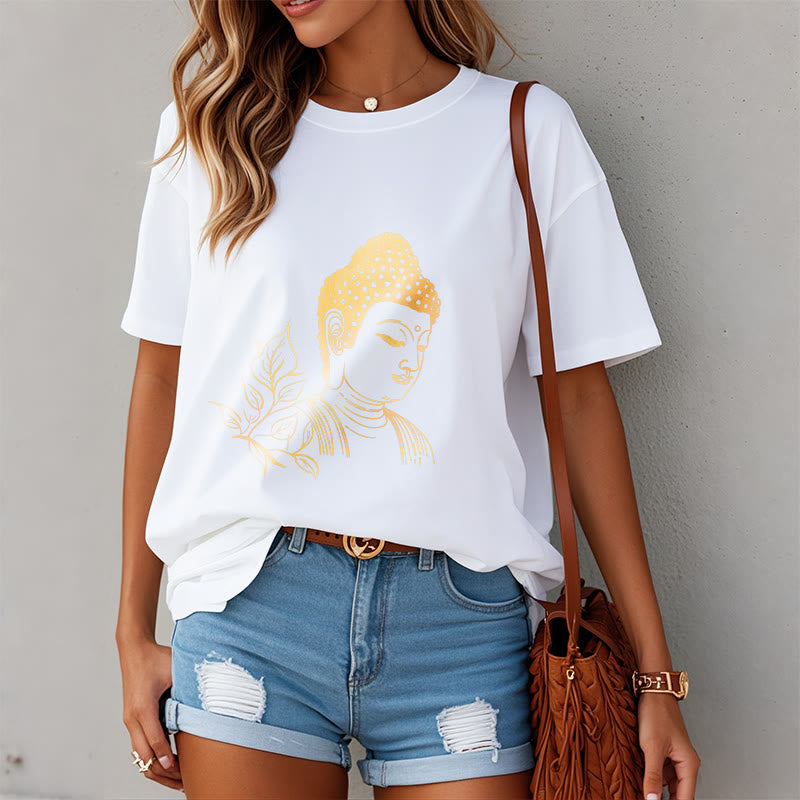 Maglietta Buddha Stones Golden Leaves Meditation Buddha Tee - image 7
