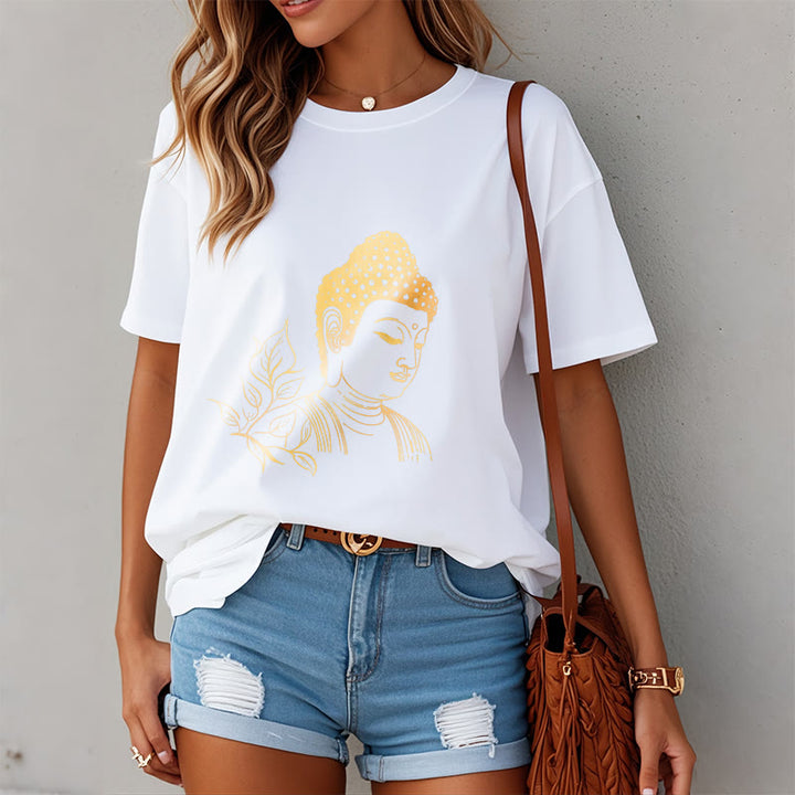 Maglietta Buddha Stones Golden Leaves Meditation Buddha Tee - image 7