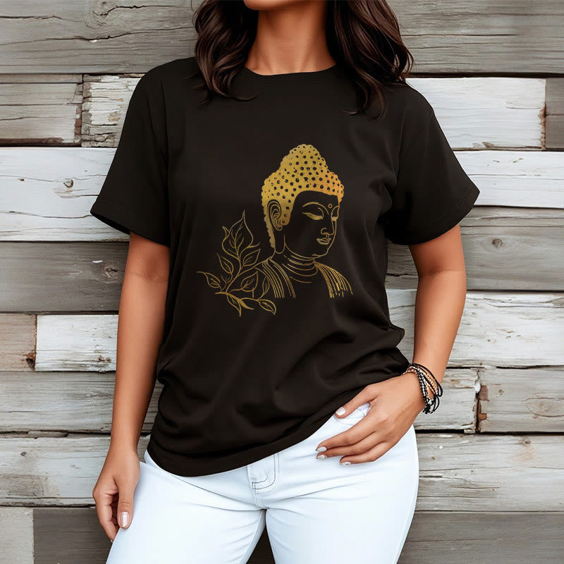 Maglietta Buddha Stones Golden Leaves Meditation Buddha Tee - image 3