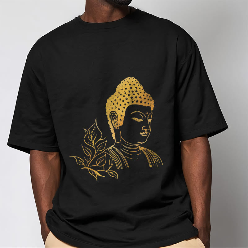 Maglietta Buddha Stones Golden Leaves Meditation Buddha Tee - image 1