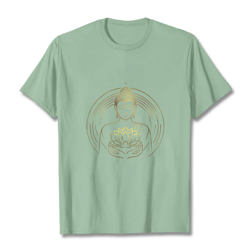 Maglietta Buddha Stones Buddha dorato che tiene in mano un fiore di loto - Verde pallido - 2XL - image 15