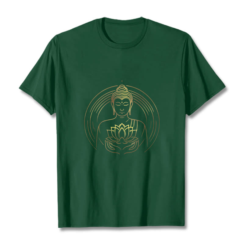 Maglietta Buddha Stones Buddha dorato che tiene in mano un fiore di loto - Verde foresta - 2XL - image 11