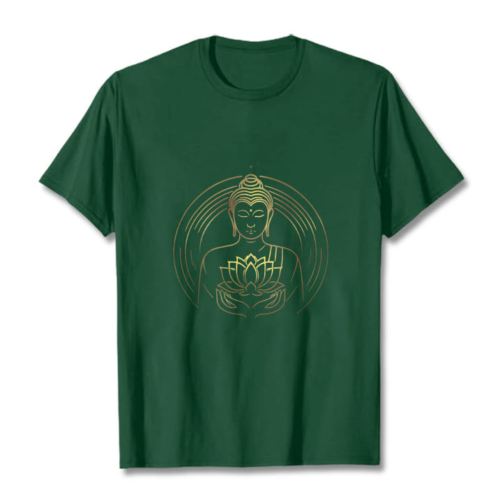 Maglietta Buddha Stones Buddha dorato che tiene in mano un fiore di loto - Verde foresta - 2XL - image 11