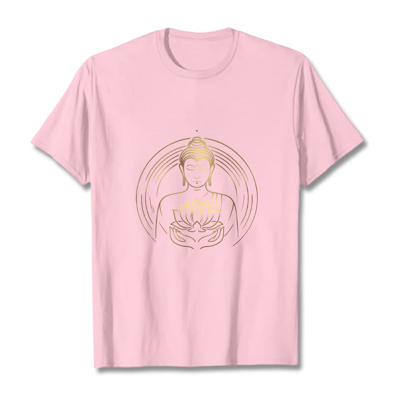 Maglietta Buddha Stones Buddha dorato che tiene in mano un fiore di loto - Rosa chiaro - 2XL - image 13