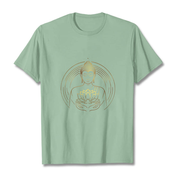 Maglietta Buddha Stones Buddha dorato che tiene in mano un fiore di loto - Verde pallido - 2XL - image 14