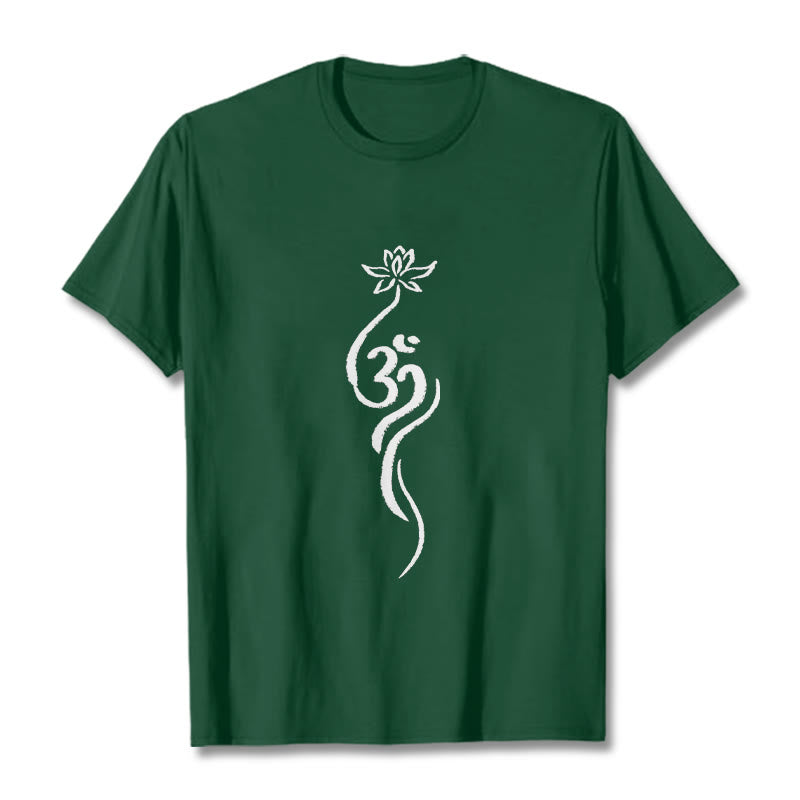Maglietta con disegno Buddha Stones Lotus Flower Om - Verde foresta - 2XL - image 11