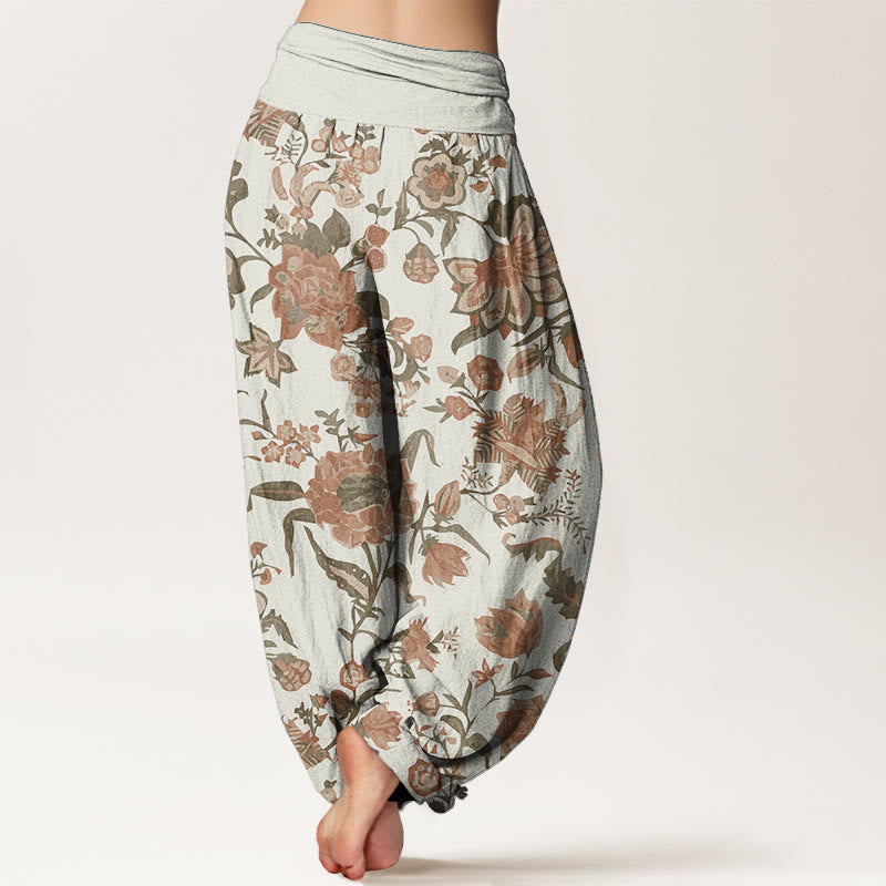 Pantaloni harem da donna con elastico in vita e motivo a girasole in puro cotone con Buddha Stones - image 1