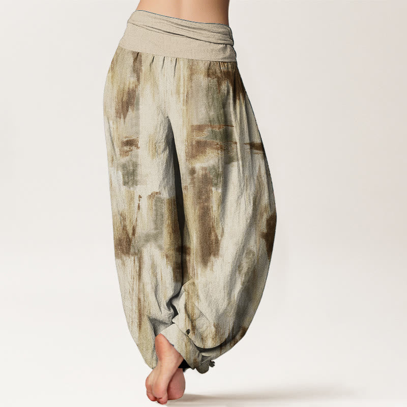 Pantaloni harem da donna in cotone con elastico in vita e motivo tie-dye con Buddha Stones
