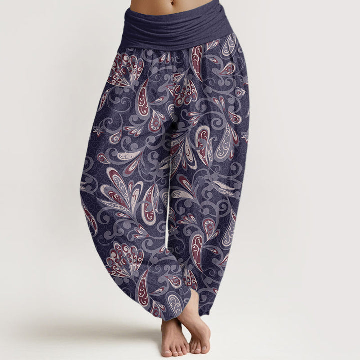Pantaloni harem da donna in cotone puro con elastico in vita e motivo a petali di fiori, stile casual, motivo Buddha Stones - Viola medio - US22, UK/AU26, EU54 (6XL) - image 8