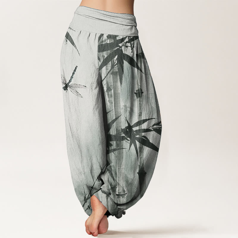 Pantaloni harem da donna con elastico in vita, modello libellula, in puro cotone, casual, con Buddha Stones