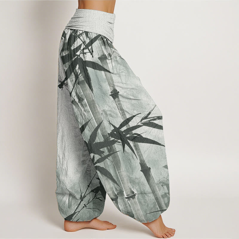 Pantaloni harem da donna con elastico in vita, modello libellula, in puro cotone, casual, con Buddha Stones