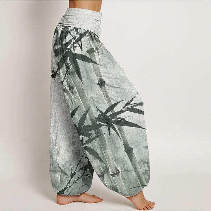 Pantaloni harem da donna con elastico in vita, modello libellula, in puro cotone, casual, con Buddha Stones