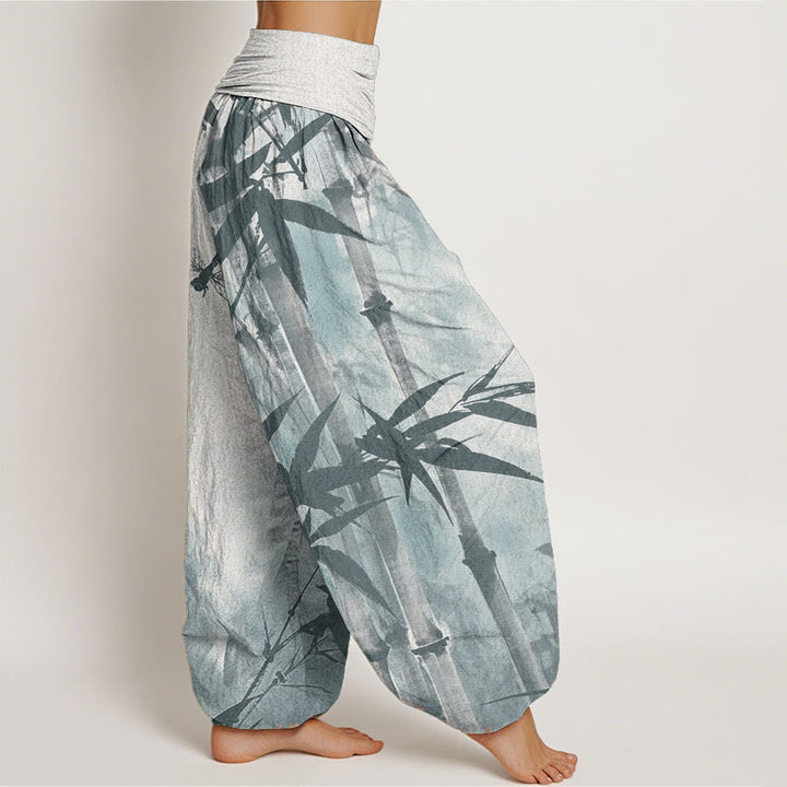 Pantaloni harem da donna con elastico in vita, modello libellula, in puro cotone, casual, con Buddha Stones