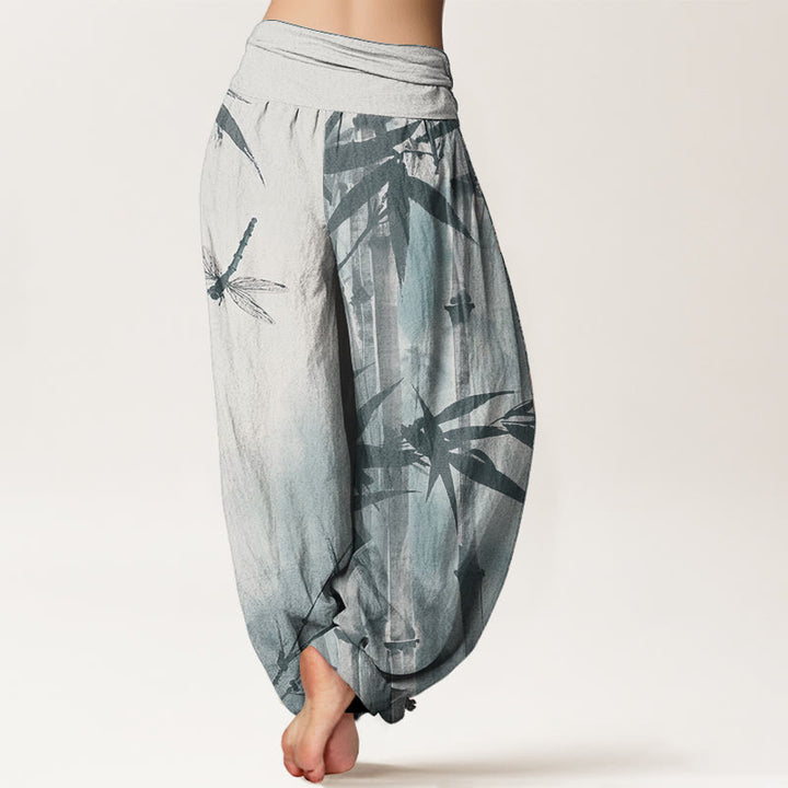 Pantaloni harem da donna con elastico in vita, modello libellula, in puro cotone, casual, con Buddha Stones