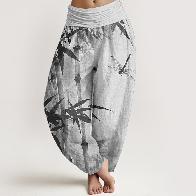 Pantaloni harem da donna con elastico in vita, modello libellula, in puro cotone, casual, con Buddha Stones