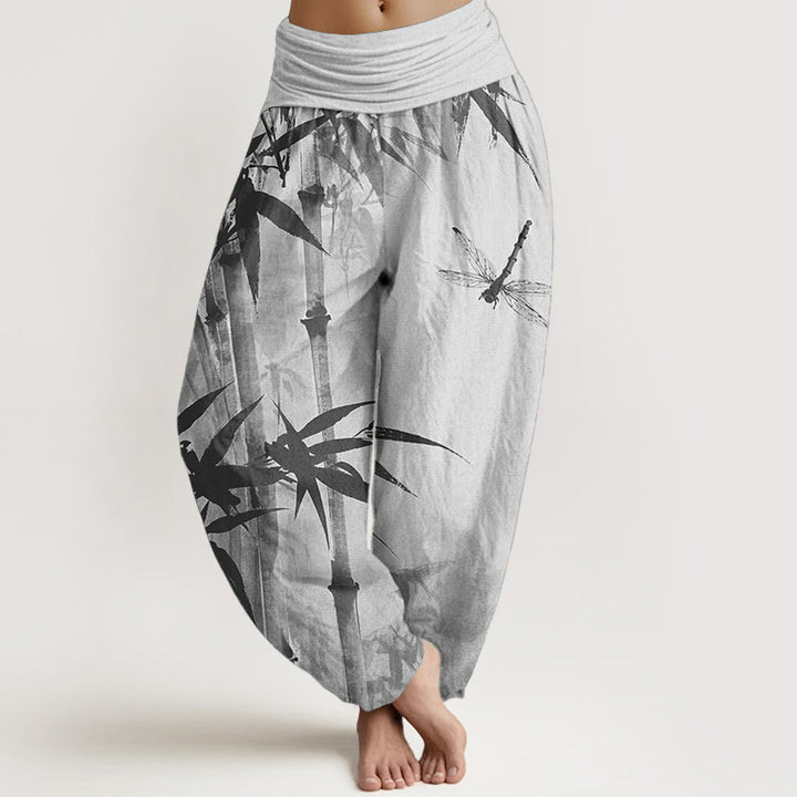 Pantaloni harem da donna con elastico in vita, modello libellula, in puro cotone, casual, con Buddha Stones