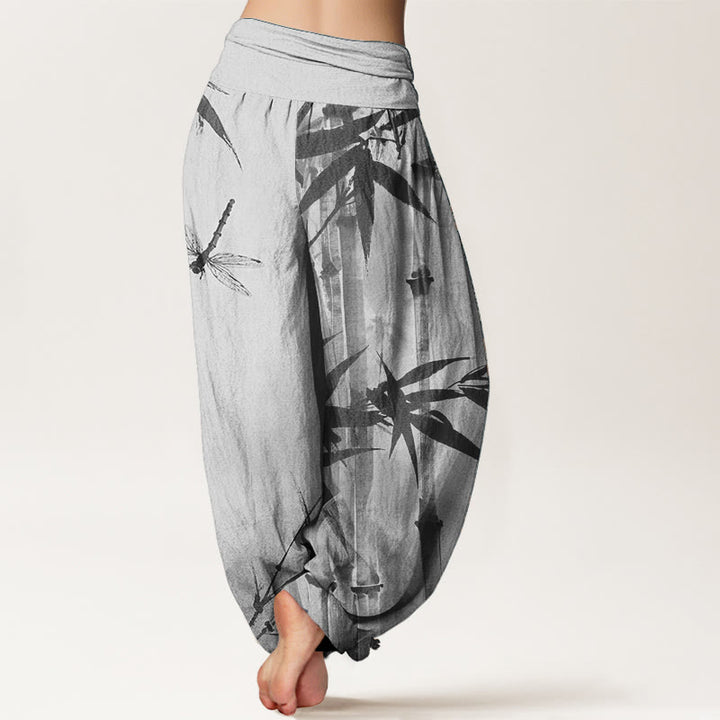 Pantaloni harem da donna con elastico in vita, modello libellula, in puro cotone, casual, con Buddha Stones