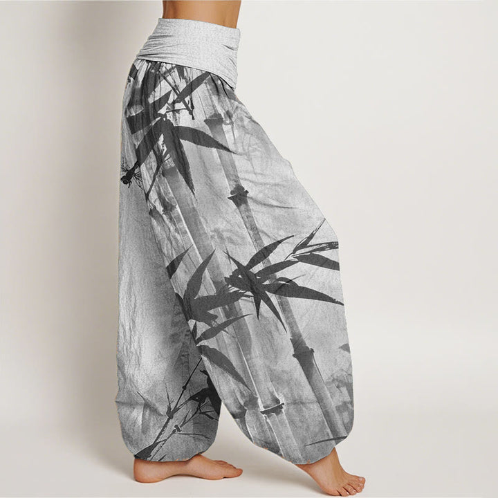 Pantaloni harem da donna con elastico in vita, modello libellula, in puro cotone, casual, con Buddha Stones
