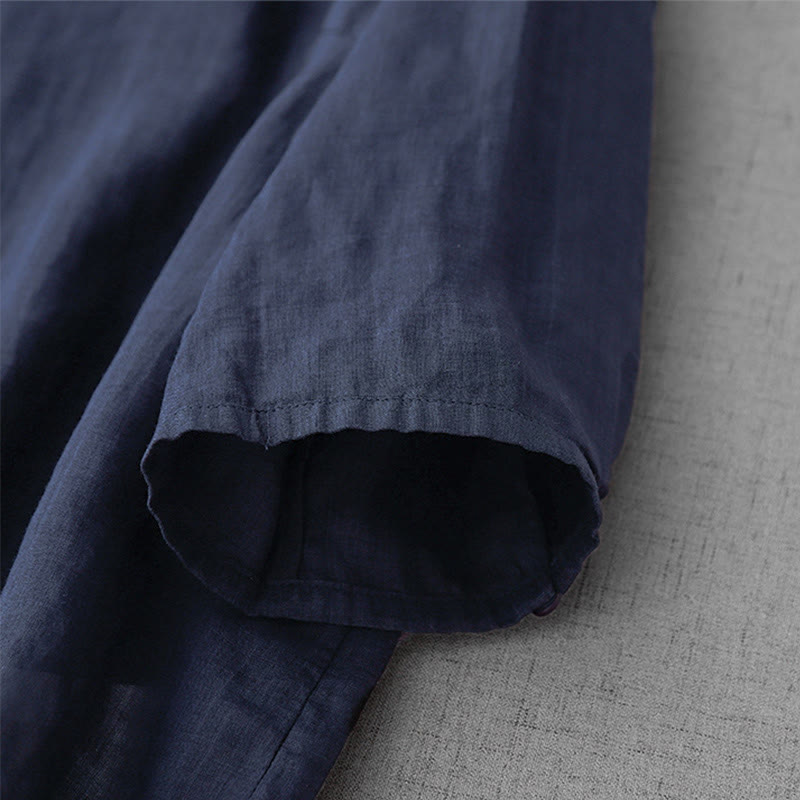 Cardigan da donna in cotone a mezza manica con bottoni frontali ricamati in colori puri Buddha Stones - image 23