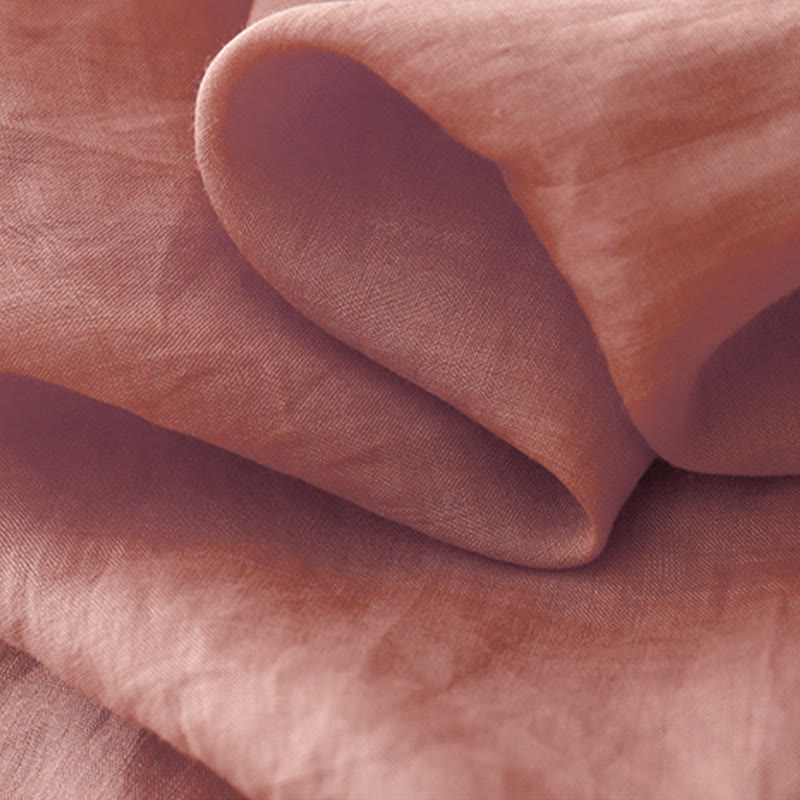 Camicia da donna a maniche corte in cotone con ricamo artistico a tinta unita e bottoni frontali, con motivo Buddha Stones. - image 7